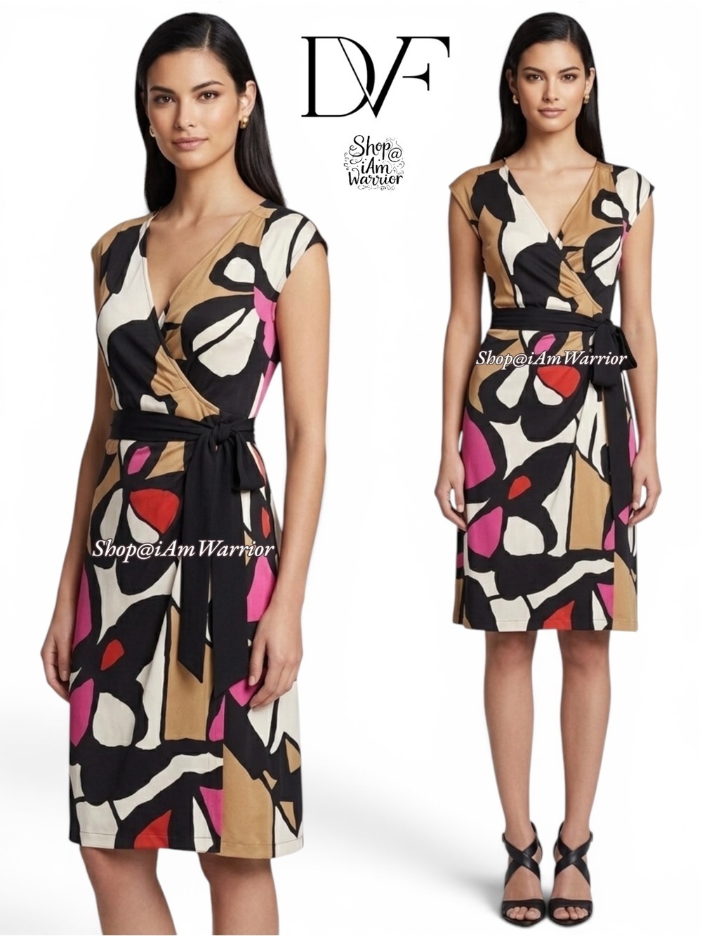 Diane Von Furstenberg abstract print silk jersey wrap dress  *Shop@iamwarrior